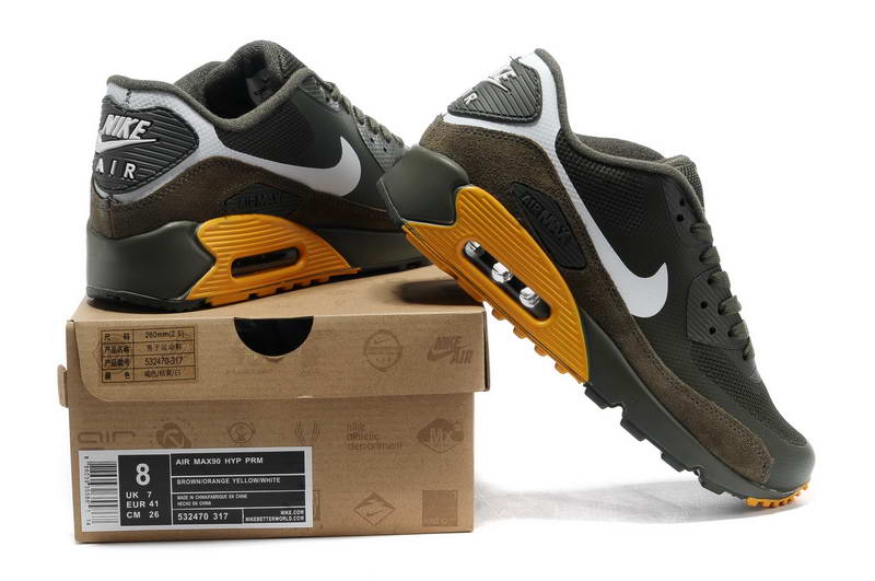 Air Max 90 Hyperfuse fourrure Chaussures Hommes Marron Jaune (3)
